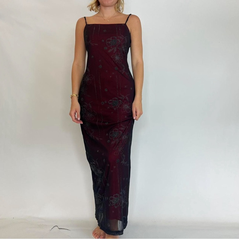 90s Floral Maxi Prom Dress